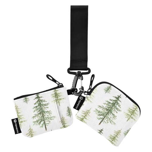 Grüne Weihnachtsbäume Damen Kartenetuis Kleingeldhalter Dünn Flach Kleingeld Geldbörse Schlüsselhalter mit Handgelenkschlaufe für Männer Frauen 2 Stück, Grüne Weihnachtsbäume, 1 size von linqin