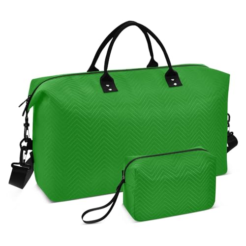 Grüne einfarbige Reise-Handtasche, Turnbeutel, Wochenendtasche mit verstellbarem Riemen für Workout, faltbar, Grün, 1 size von linqin
