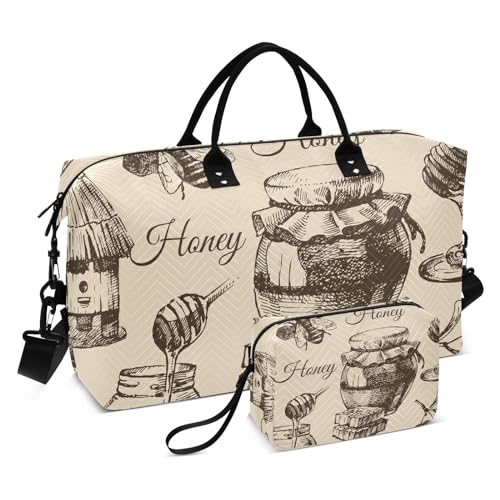 Honey Reisetasche Turnbeutel Übernachtungstasche mit Kulturbeutel für Reisen Multifunktional, Honig, 1 size von linqin