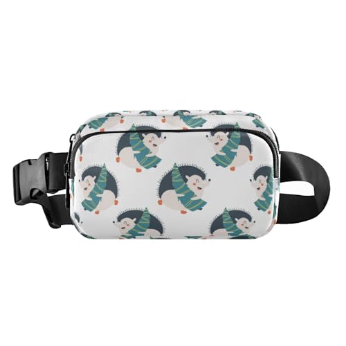 Hüfttasche mit weihnachtlichem Igel, für Damen und Herren, wasserabweisend, mit verstellbarem Riemen für Reisen, Urlaub, Laufen, Weihnachts-Igel, 1 size von linqin