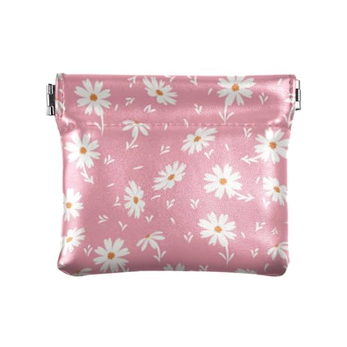Kleine Geldbörse aus Leder mit Kamillen-Gänseblümchen, wasserdicht, Schmuck für Männer und Frauen, Reisen, Kamillen-Gänseblümchen, 4.33"(L) x 3.74"(W) x 0.39"(H), Classic von linqin
