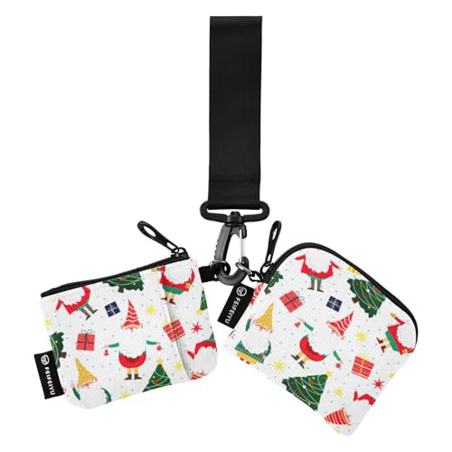 Kleine Zwerge Weihnachtsbäume Damen Kartenetuis Kleingeldhalter Kleine Tragbare Münzgeldbörse Kleingeldhalter mit Schlüsselanhänger für Arbeit Reisen 2 Packungen, Kleine Zwerge, 1 size von linqin