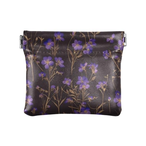 Kleine lila Blumen PU-Leder kleine Münze tragbare Make-up-Tasche für Damen und Mädchen von linqin