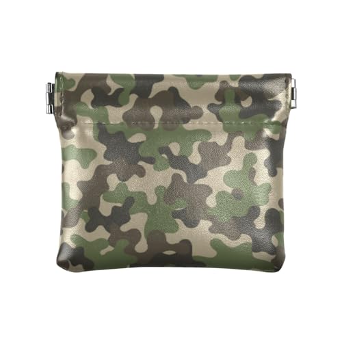 Kleines Kartenetui aus PU-Leder, Tarnmuster, für Mädchen, Frauen, Damen, Camouflage, 11 cm (L) x 9,5 cm (B) x 1 cm (H), klassisch, camouflage, 4.33"(L) x 3.74"(W) x 0.39"(H), Klassisch von linqin