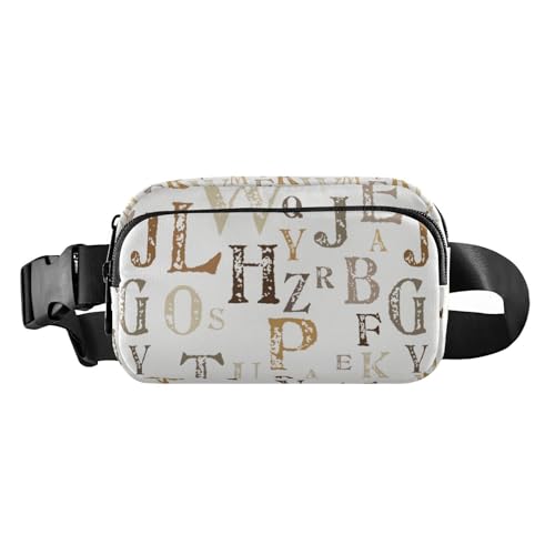 Letters Grunge Retro Stilvolle Hüfttasche Crossbody Tasche für Damen Herren Teenager Wasserabweisend Crossbody Gürteltasche mit verstellbarem Gurt für Reisen Laufen Wandern, Buchstaben Grunge Retro, 1 von linqin