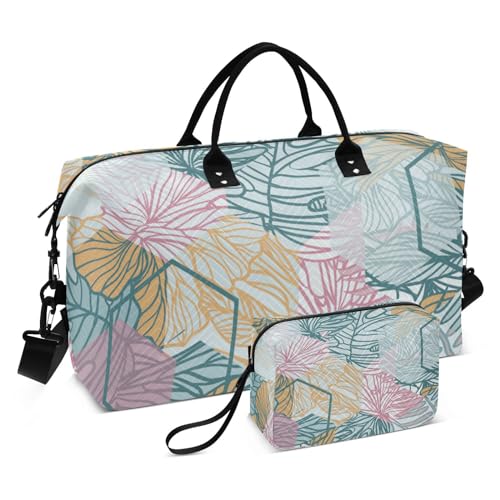 Lila Streifen Blumen Persönliche Gegenstände Reisetasche Turnbeutel Wochenendtasche mit Kulturbeutel zum Wandern Faltbar, Lila gestreifte Blumen, 1 size von linqin