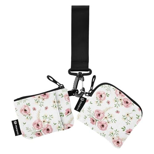 Little Peach Flowers Damen Kartenetuis Kleingeldhalter Niedlich Mode Visitenkartenhalter mit Schlüsselanhänger für Männer Frauen 2 Packungen, Kleine Pfirsichblumen, 1 size von linqin