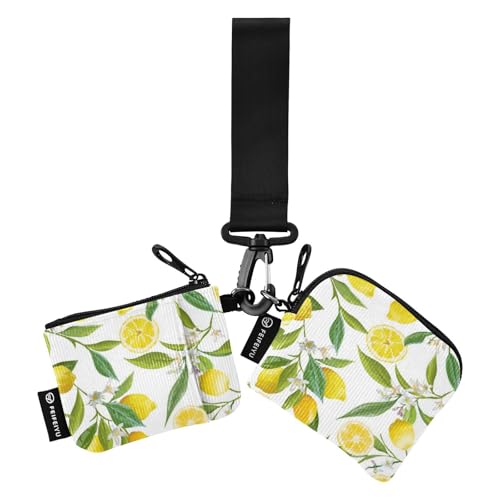 Lovely Lemon Tree Damen Münzgeldbörse Kartenhalter Dünn Flach Ausweis Schutz mit Schlüsselanhänger für Männer Frauen 2 Packungen, Schöner Zitronenbaum, 1 size von linqin