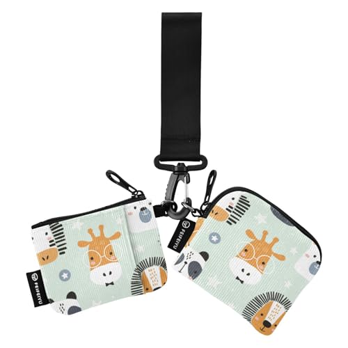 Lustige Tiergesichter Damen Münztaschen Kartenhalter Niedlich Mode Schlüsselanhänger Geldbörse Kleingeld Geldbörse mit Reißverschlusstasche für Damen Mädchen 2 Packungen, Lustige Tiergesichter, 1 size von linqin