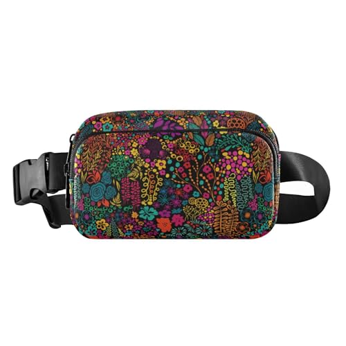 Mehrzweck Gürteltasche mit mehrfarbigen Blumen für Damen und Herren, mit verstellbarem Gurt, für Workout, Laufen, Wandern, Kuhmilch, 1 size von linqin