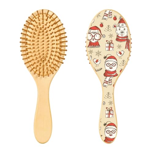 Merry Christmas Elch Cute Animal Wood Hair Brushes Paddle Hair Brush Wooden Wood Hair Brushes for Women Natural Hair Brush von linqin