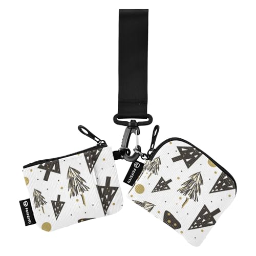 Merry Christmas Firs Damen-Geldbörsen, Kartenetuis, klein, tragbar, Reißverschluss, Münzgeldbörse mit Reißverschlussfach für Arbeit, Reisen, 2 Packungen, Frohe Weihnachten Tannen, 1 size von linqin