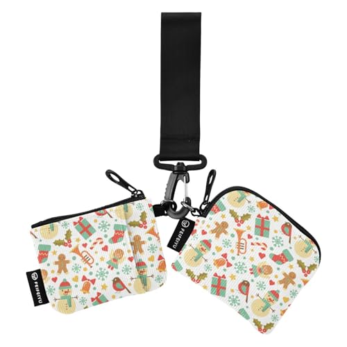 Merry Christmas Schneemann Winter Damen Kleingeldbörse Kartenetuis Klein Abnehmbar Frauen Kreditkartenetui Münzbörse mit Schlüsselanhänger für Damen Mädchen 2 Stück, Weihnachts-Schneemann, Winter, 1 von linqin