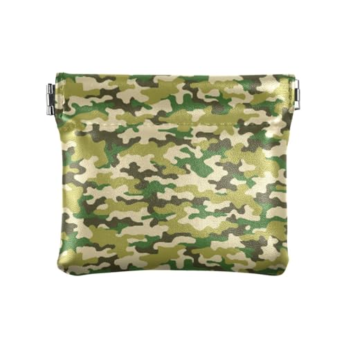 Militärische Tarnung Damen Kleine Leder Münzgeldbörse Geldbörse Praktische Mini Kartenhalter Geldbörse für Männer Frauen Reisen, Military Camouflage, 4.33"(L) x 3.74"(W) x 0.39"(H), Classic von linqin