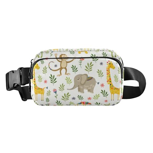 Modische Bauchtasche für Damen und Herren, große Kapazität, Crossbody-Tasche mit verstellbarem Gurt, für Reisen, Einkaufen, Laufen, Löwe Giraffe Affe, 1 size von linqin
