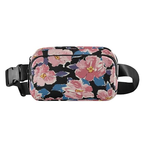Modische Gürteltasche mit großen Blumen, für Damen und Herren, große Kapazität, Crossbody-Gürteltasche mit verstellbarem Riemen für Reisen, Laufen, Wandern, Große Blumen, 1 size von linqin