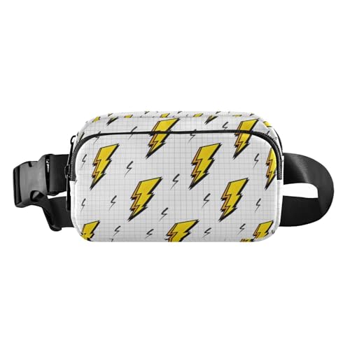 Modische Hüfttasche mit Blitzverschluss, für Damen und Herren, Mehrzweck-Umhängetasche mit verstellbarem Riemen für Reisen, Laufen, Wandern, Retro-Lightning-Schrauben, 1 size von linqin