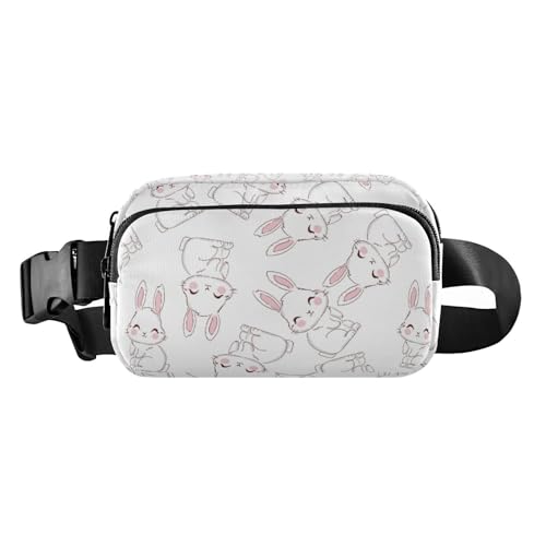 Modische Hüfttasche mit Kaninchen, Bauchtasche für Damen, Herren, Teenager, kleiner Brustgürtel, Bauchtasche mit verstellbarem Gurt für Reisen, Einkaufen, Laufen, Hase, Hase, 1 size von linqin