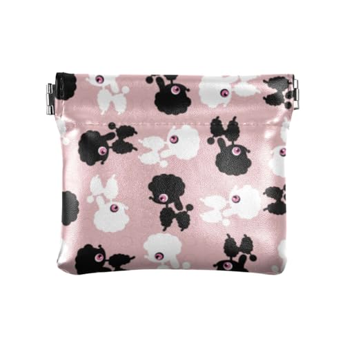 Münzbörse mit Cartoon-Schafen, Leder, einzigartig, für Mädchen, Frauen, Damen, Cartoon-Schaf, rosa, 4.33"(L) x 3.74"(W) x 0.39"(H), Classic von linqin