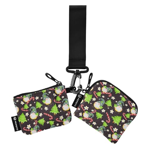 Münzgeldbörse mit Weihnachtsmotiv, Motiv: grüne Zwerge, Zuckerstange, Baum für Damen, Kartenhalter, klein, abnehmbare Münzbörse, Tasche mit Schlüsselanhänger, für Männer und Frauen, 2 Packungen, Münzgeldbörse mit Weihnachtsmotiv, Motiv: grüne Zwerge, Zuckerstange, Baum für Damen, Kartenhalter, klein, abnehmbare Münzbörse, Tasche mit Schlüsselanhänger, für Männer und Frauen, 2 Packungen, von linqin