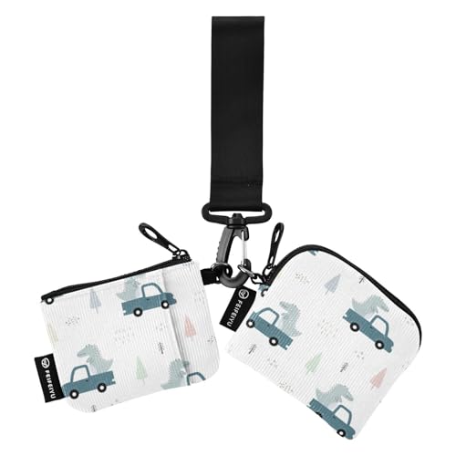 Niedliche Cartoon-Dinosaurier-Geldbörse mit zwei Handgelenken, klein, abnehmbar, Karten-Organizer, Geldbörse mit Handgelenkschlaufe für Arbeit, Reisen, 2 Packungen, Niedliche Cartoon-Dinosaurier, 1 von linqin