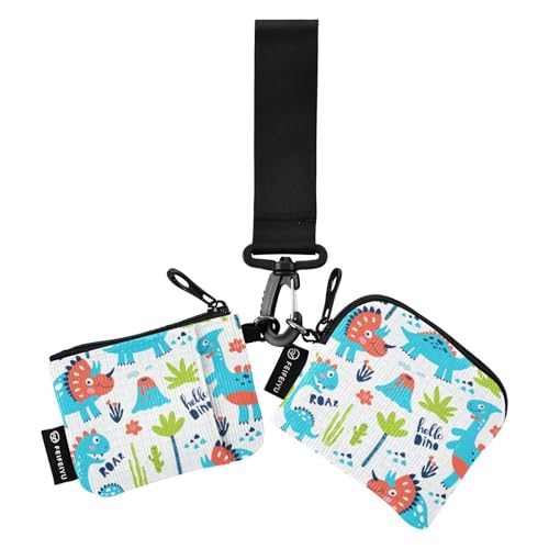 Niedliche Dinosaurier-Geldbörse für Damen, klein, tragbar, mit Schlüsselanhänger, für Arbeit, Reisen, 2 Packungen, Süße Dinosaurier, 1 size von linqin
