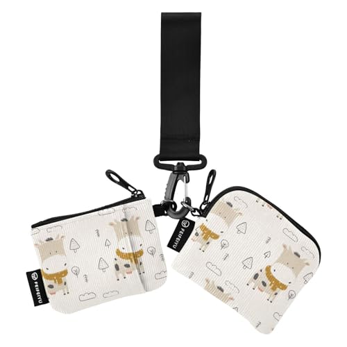 Niedliche Kühe Damen Münzgeldbörse Kartenhalter klein abnehmbare Kreditkartenetui mit Schlüsselanhänger für Frauen Männer 2 Stück, Süße Kühe, 1 size von linqin