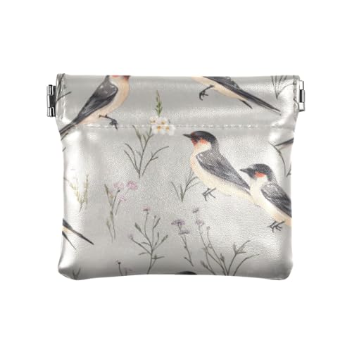 Niedliche Schwalbenvögel Frauen Leder Münzgeldbörse ausgefallene Geldbörse für Mädchen Damen Handtasche von linqin