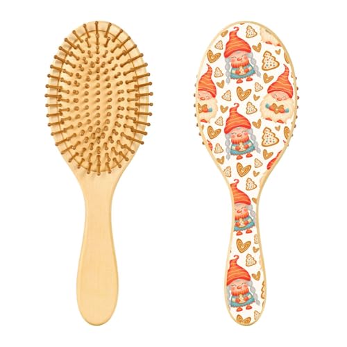 Orange Christmas Gnomes Wooden Hair Brush Paddle Brush for Fine Hair Wooden Hair Brushes for Women Wooden Message Brush von linqin