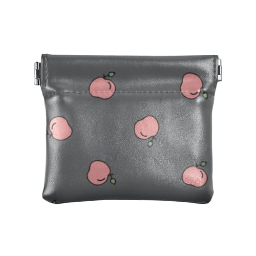 Pink Peaches Geldbörse aus PU-Leder, kleine Münze, ausgefallener Verschluss, Kartenhalter für Männer und Frauen, Rosa Pfirsiche, 4.33"(L) x 3.74"(W) x 0.39"(H), Classic von linqin