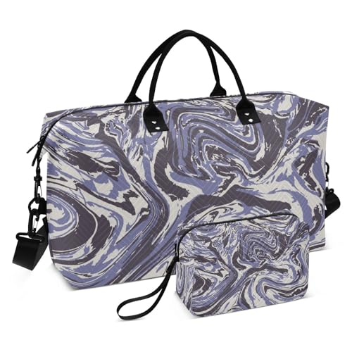 Purple Wave Übergroße Reisetasche, Sporttasche, Schultertasche, Wochenend-Tragetasche mit verstellbarem Gurt, für Workout, 2-teiliges Set, Violett, 1 size von linqin