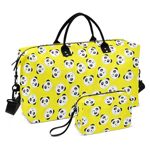 Reisetasche, Motiv: Panda, für persönliche Gegenstände, Sporttasche, Turnbeutel mit Kulturbeutel, für Workout, große Kapazität, Schwarz / Weiß, Schwarz-weißer Panda, 1 size von linqin