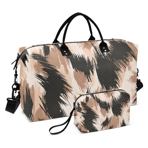 Reisetasche mit Leopardenmuster, Sporttasche, Schultertasche, Wochenendtasche, Übernachtungstasche, mit Kulturbeutel für Fitnessstudio, große Kapazität, Leopard, 1 size von linqin