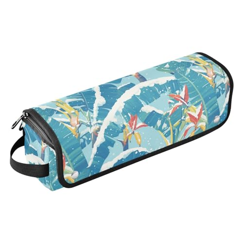 Retro Bananen Pflanze 2-in-1 Lockenstab Reisetasche mit hitzebeständigem Pad Wasserdicht Tragbar Offene Flache Reisetasche für Lockenstab Glätteisen Flache Haartrockner Reisetasche für Frauen von linqin