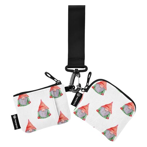 Rot-Grüne Zwerge Weihnachtsmann Weihnachten Damen Dual Wallets Busniess Kartenetuis Minimalistisches Visitenkartenetui Geld Organizer mit Handgelenkschlaufe für Arbeit Reisen 2 Packungen, Rot-grüne von linqin