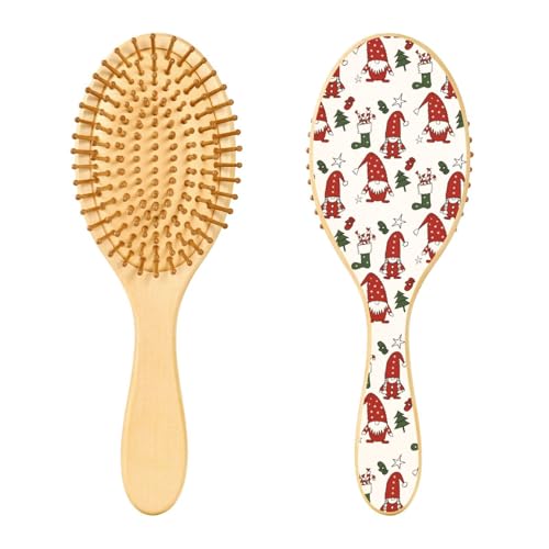 Rote Weihnachts-Zwerge, Socken, Holzhaarbürste, Paddel, Haarbürsten für Frauen, Holzbürste für Haare, Massagebürste von linqin