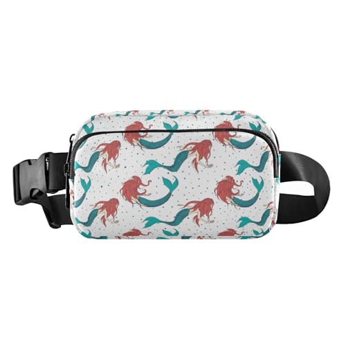 Rothaarige Meerjungfrauen, stilvolle Hüfttasche für Damen und Herren, wasserabweisend, mit Reißverschluss, Gürteltasche mit verstellbarem Riemen für Shopping, Sport, Arbeit, Rothaarige Meerjungfrauen, Rothaarige Meerjungfrauen, stilvolle Hüfttasche für Damen und Herren, wasserabweisend, mit Reißverschluss, Gürteltasche mit verstellbarem Riemen für Shopping, Sport, Arbeit, Rothaarige Meerjungfrauen, von linqin
