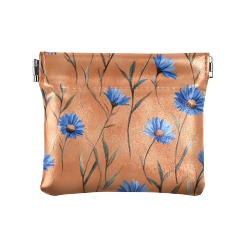 Rustikale Kornblumen Terrakotta Damen Kleine Leder Münzbörse Tragbar Kartenhalter für Mädchen Frauen Damen von linqin