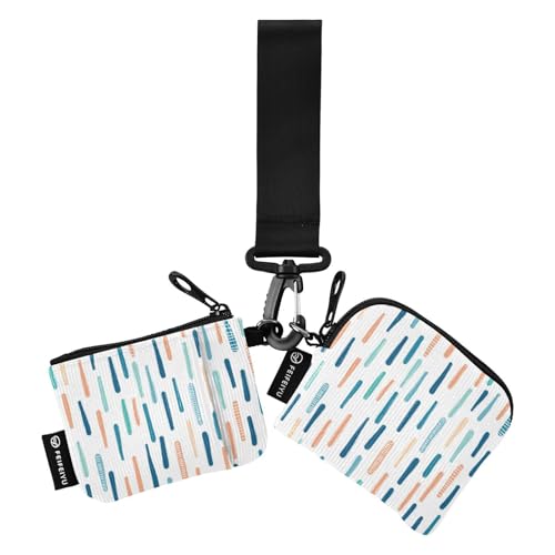 Seaside Coastal Maritime Stripes Dual Coin Purse Credit Card Holder Wallet Compact Size Business Card Holder with Wristle Strap for Ladies Girls 2 Pcs, Maritime Streifen, 1 size von linqin