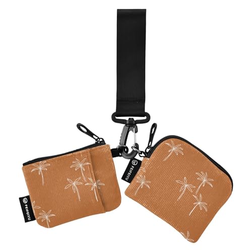 Simple Palmen Dual Wristlet Wallets for Women Thin Flat Wristlet Wallet Key Holder with Wristle Strap for Ladies Girls 2 Packs, Einfache Palmen, 1 size von linqin