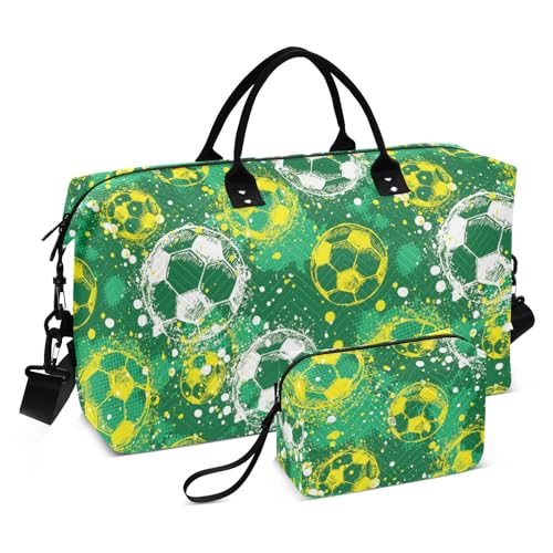 Soccer Grunge Reisetasche, Schultertasche, Wochenend-Tragetasche, Fitnessstudio, Handgepäcktasche mit verstellbarem Riemen für Reisen, großes Fassungsvermögen, Soccer Grunge, 1 size von linqin