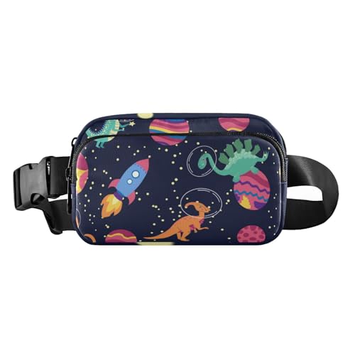 Space Dinosaurier-Gürteltasche für Damen, Herren, Teenager, Mini-Croose-Körper-Geldbörse mit verstellbarem Riemen für Reisen, Einkaufen, Laufen, Space Dinosaurier 1, 1 size von linqin