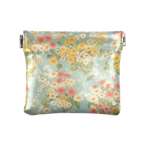 Sprouting Wild Flowers Damen Leder Münzbörse Tragbare Mini Kleingeld Geldbörse Münztasche für Frauen Mädchen von linqin