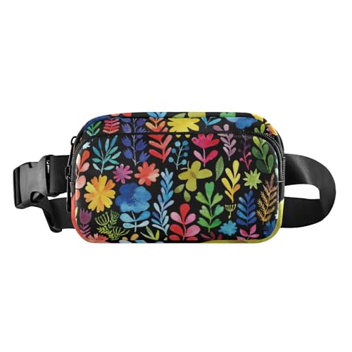 Stilvolle Gürteltasche mit Blumenmotiv für Damen und Herren, große Kapazität, Reisezubehör mit verstellbarem Gurt, für Reisen, Laufen, Wandern, Blumen, 1 size von linqin