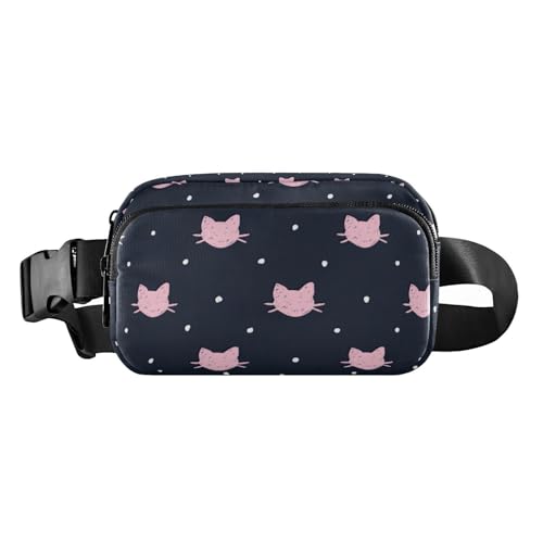 Stilvolle Gürteltasche mit Katzenmotiv für Männer und Frauen, Mini-Gürteltasche, Reisebrieftasche mit verstellbarem Riemen für Radfahren, Wandern, Fitnessstudio, Katzen-Doodle, 1 size von linqin