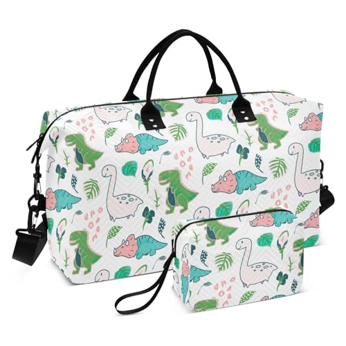 Süße Dino-Reisetasche, Schultertasche, Wochenendtasche, Übernachtungstasche, Sporttasche mit verstellbarem Riemen, für Geschäftsreisen, multifunktional, Niedlicher Dino, 1 size von linqin