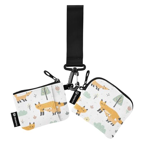 Süße Füchse Mütter Damen Kartenetuis Kleingeldhalter Kleingeld Geldbörse Geldbörse Geldbörse mit Handgelenkschlaufe für Männer Frauen 2 Packungen, Süße Füchse Mütter, 1 size von linqin