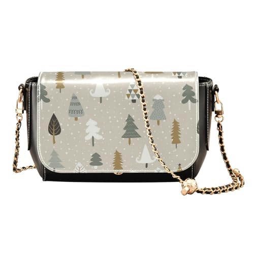 Süße Weihnachtsbäume Crossbody Geldbörse Damen Leder Handtaschen mit Kreditkartenfächern Sling Purse, Niedliche Weihnachtsbäume, 1 size, Classic von linqin