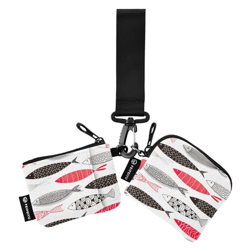 Süßes Fisch-Doppel-Münzgeldbörse, Kreditkartenhalter, Geldbörse, kompakte Größe, Reißverschluss, Bargeld, Münzbörse mit Schlüsselanhänger, für Männer und Frauen, 2 Stück, Süßer Fisch, 1 size von linqin