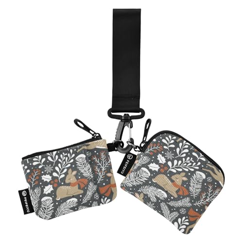 Süßes Weihnachts-Hirsch-Damengeldbörse, Kartenetui, schlank, tragbar, Schlüsselhalter mit Reißverschlussfach für Damen und Mädchen, 2 Packungen, Niedlicher Weihnachtshirsch, 1 size von linqin